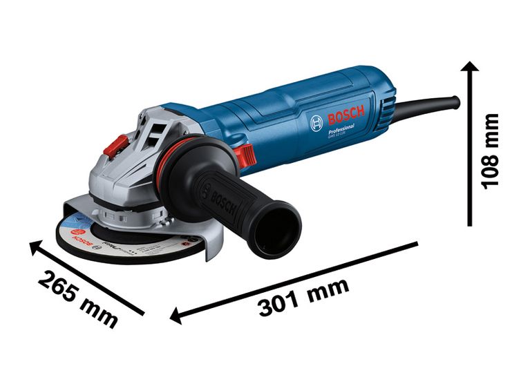 Bosch GWS 12-125 haakse slijper met trillingsdempende extra handgreep.
