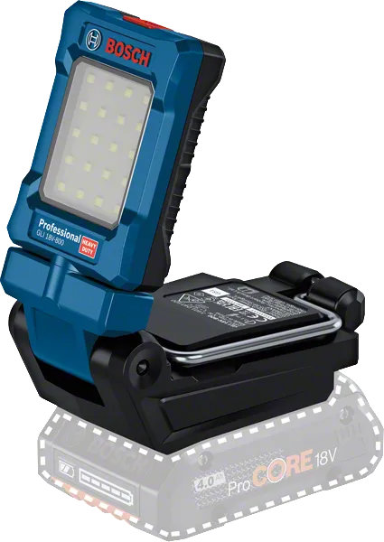 Bosch GLI 18V-800 accu werklamp met LED-paneel.