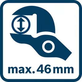  Max. capaciteit voor pijpen met waterpomptang 46 mm
