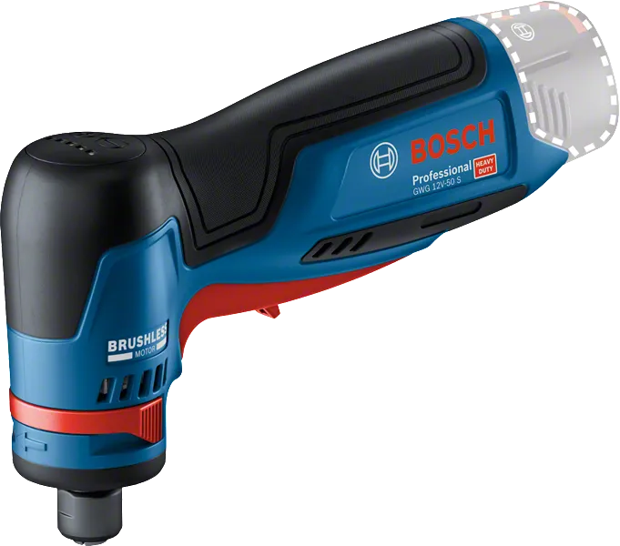 Bosch GWG 12V-50 S accu haakse slijper, borstelloze motor.