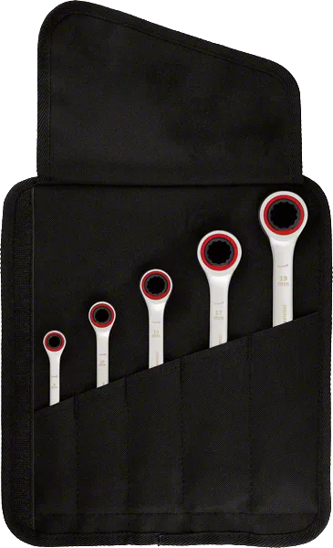 Bosch ratelsleutelset 5-delig in zwart etui.