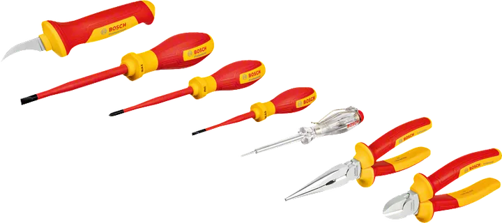 Bosch VDE Handgereedschapset gemengd 7-delig met geïsoleerde handgrepen.