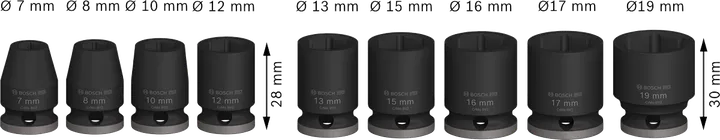 Bosch PRO Krachtdoppenset 3/8 inch, 9-delig.