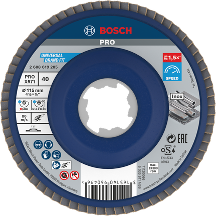 Bosch PRO X571 Lamellenschijf 115mm G40 X-Lock voor metaal.