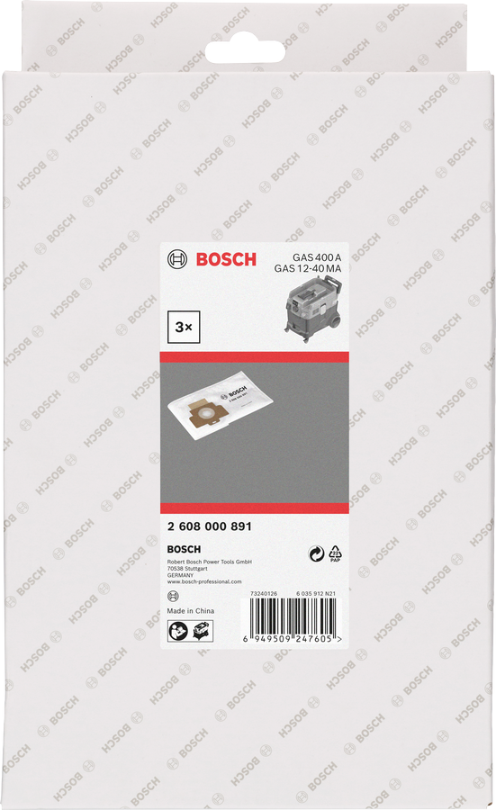 Bosch fleecezak voor GAS 400A/GAS 12-40NA.