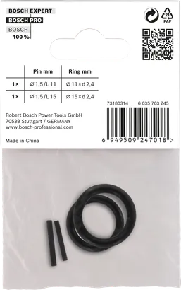 Bosch borgring en penset 1/4″ 4 stuks.