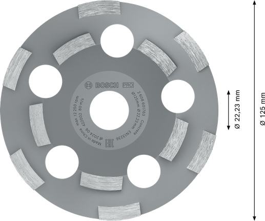 Bosch PRO schuurkop, 125 mm voor beton.