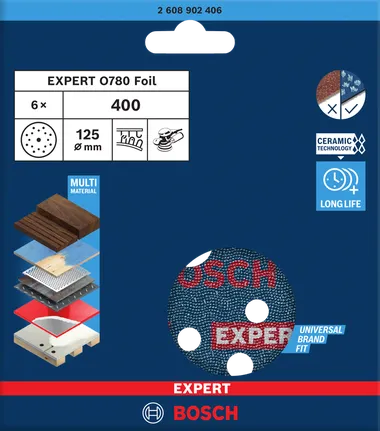 Bosch EXPERT O780 Foil 125mm G400 schuurschijf.