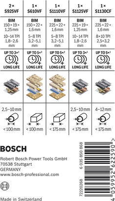 Bosch PRO Sloopzaagbladenset 6 stuks.