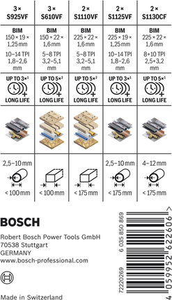 Bosch PRO Sloopzaagbladenset 12 stuks.