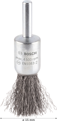 Bosch PRO Metal clean eindborstel 15 mm rechte schacht.