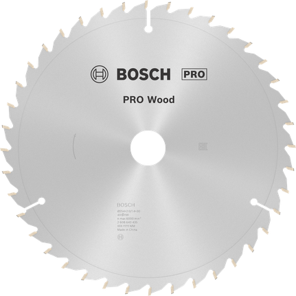 Bosch PRO Wood cirkelzaagblad 254 mm T40 voor nauwkeurig houtzagen.