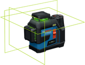 Bosch GLL 12V-100-33 CG laserwaterpas met groene stralen.