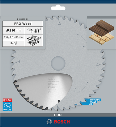 Bosch PRO Wood 216 mm cirkelzaagblad.