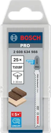 Bosch PRO Hardwood clean T101BF 3–30mm decoupeerzaagbladen 25 stuks.
