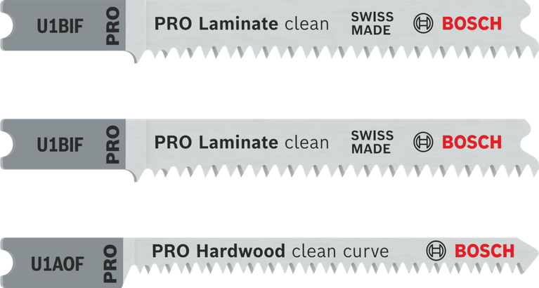 Bosch PRO Laminaatset U-schachtbladen voor zuivere sneden.