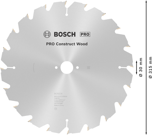 Bosch PRO Construct Wood cirkelzaagblad, 315 mm.