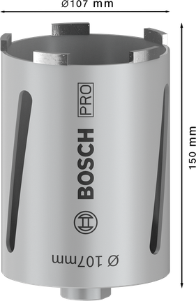 Bosch PRO Boorkronen droog 107x150mm met 6 segmenten.