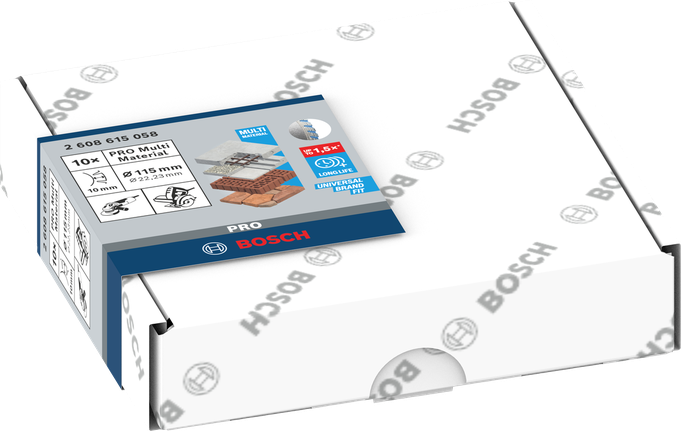 Bosch PRO Multi Material diamantdoorslijpschijf 115×22,23 mm 10 stuks.