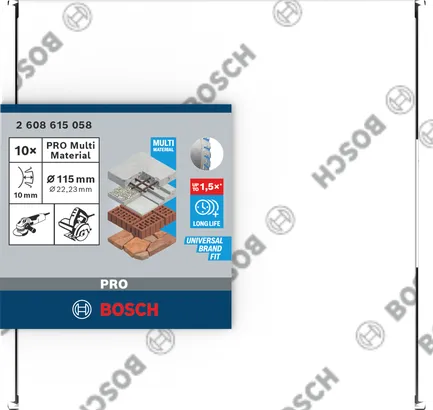 Bosch PRO Multi Material diamantdoorslijpschijf 115×22,23 mm 10-pack.