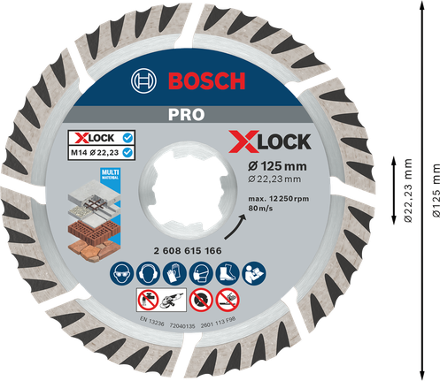 Bosch PRO Multi Material diamantschijf 125 mm X-Lock.