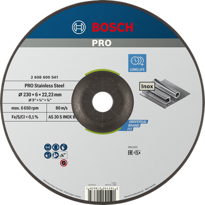 Bosch PRO RVS slijpschijf, lange levensduur.
