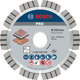 Bosch PRO Stone diamantschijf voor het doorslijpen van steen, 125 mm.