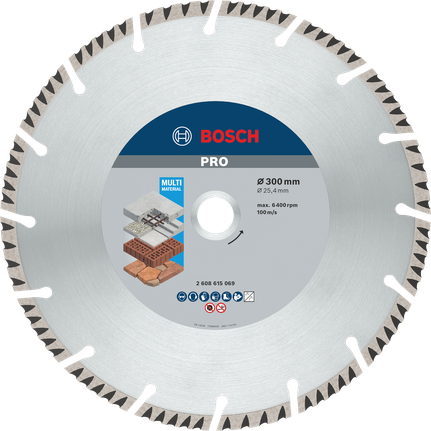 Bosch PRO Multi Material diamantschijf 300 mm voor veelzijdig slijpen.