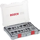 Bosch PRO freesbitset, 15 stuks, in een kunststof koffer.