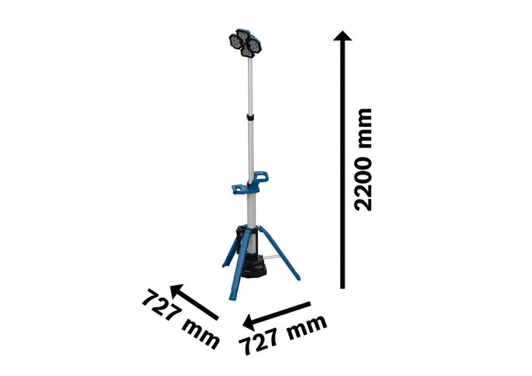 Bosch GLT18V-5000 accu-bouwlamp, statief 2200 mm hoog.