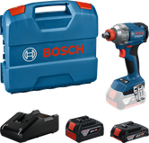 Bosch GDX 18V-285 slagschroevendraaierset met koffer en batterijen.