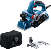 Bosch GHO 20-82 schaafmachine met stofzak en geleider.