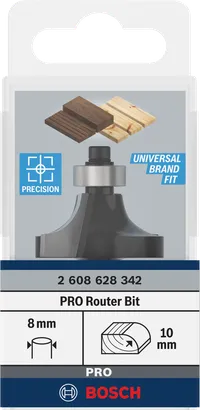 Bosch PRO freesbit 10 mm R 10 8 mm schacht.