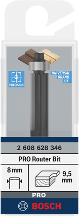 Bosch PRO freesbit 8 mm schacht 9,5 mm trim.