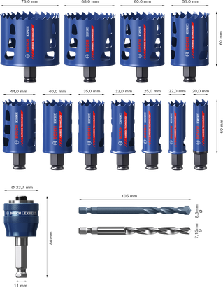 Bosch EXPERT Multi Material Power Change Plus Gatenzaagset, 14-delig.