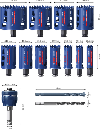 Bosch EXPERT Multi Material Power Change Plus Gatenzaagset, 14-delig.