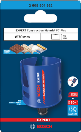 Bosch 70×60 mm gatenzaag voor bouwmateriaal.