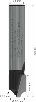 Bosch PRO Freesbit R 3,2 x Ø 9,5 schacht 8 mm.