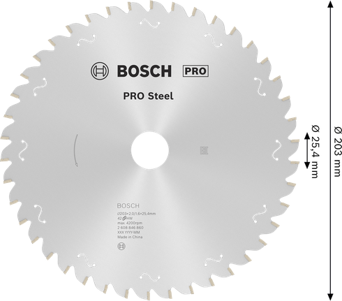 Bosch PRO Steel 203 mm cirkelzaagblad, 42 tanden.