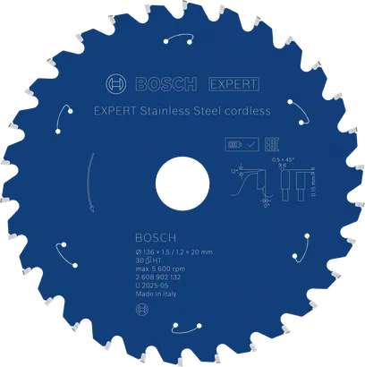 Bosch EXPERT accu-cirkelzaagblad van roestvrij staal.
