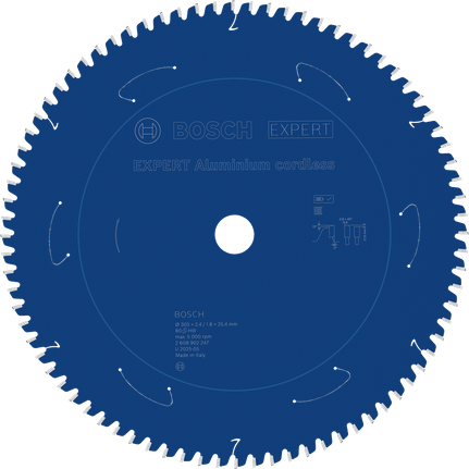 Bosch EXPERT Aluminium accu-cirkelzaagblad, 80 tanden.