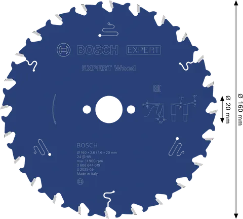 Bosch EXPERT Houtcirkelzaagblad 160 mm T24.