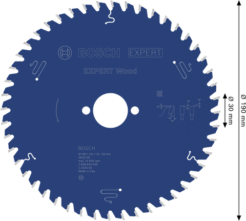 Bosch EXPERT Houtcirkelzaagblad, diameter 190 mm.