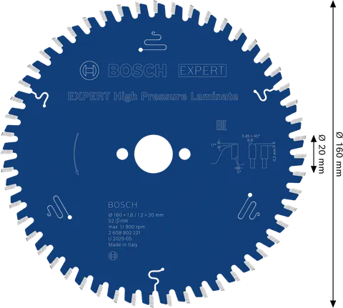 Bosch EXPERT Hogedruklaminaat cirkelzaagblad 160 mm.
