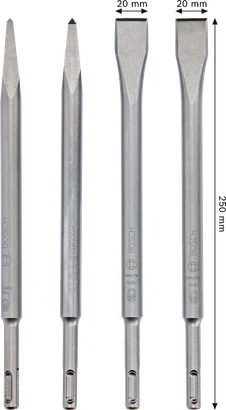 Bosch PRO SDS plus-4C Beitelset, 4-delig, lengte 250 mm.