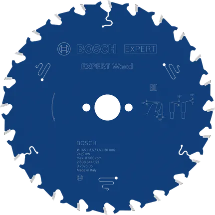 Bosch EXPERT Houtcirkelzaagblad, 165 mm T24.