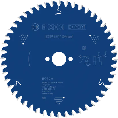 Bosch EXPERT Houtcirkelzaagblad, 165 mm 48 tanden.