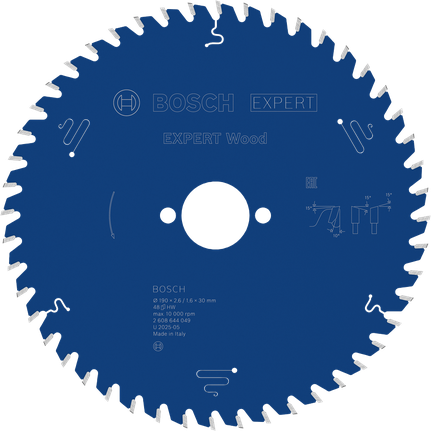 Bosch EXPERT houtcirkelzaagblad, 48T voor nauwkeurig houtzagen.