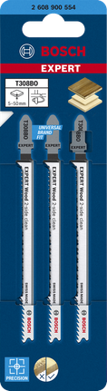 Bosch EXPERT Wood 2-zijdige reiniging T308BO decoupeerzaagbladen, verpakking van 3.