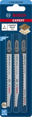 Bosch EXPERT Wood 2-zijdige decoupeerzaagbladenset, 3-delig.